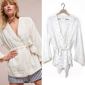 Anthropologie Hei Hei Amita Kimono White Gold Belt